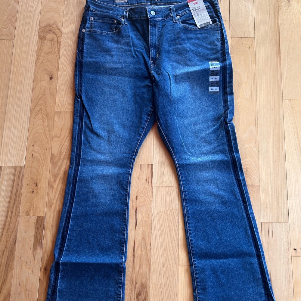 Levi's Stellar Stretch 725 High Rise Bootcut Blue Jeans size 34x30